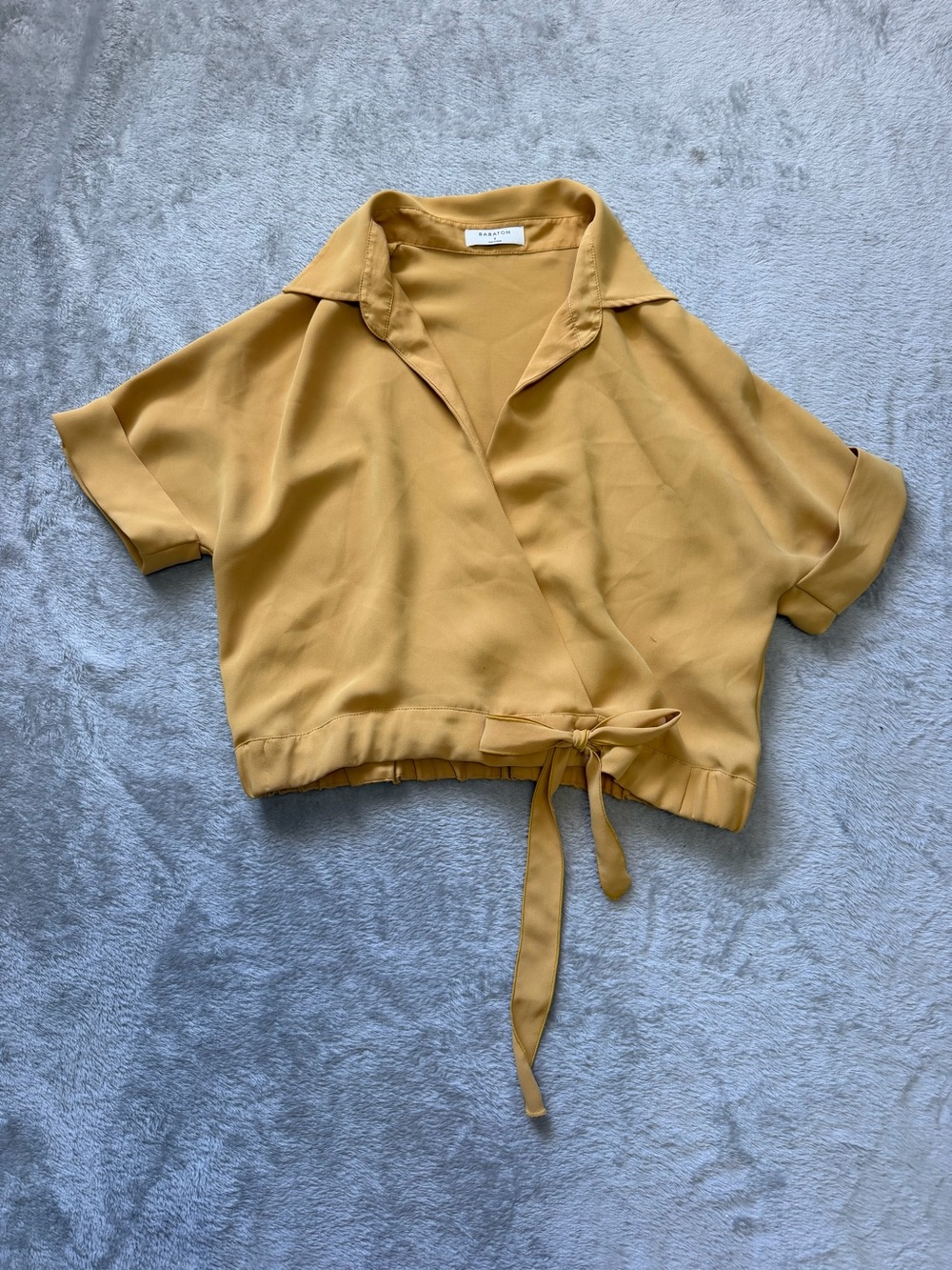 Babaton Mustard Wrap Crop Top with Tie